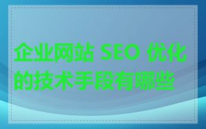 企业网站 SEO 优化的技术手段有哪些