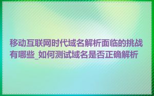 移动互联网时代域名解析面临的挑战有哪些_如何测试域名是否正确解析