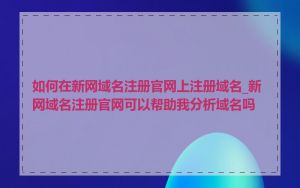 如何在新网域名注册官网上注册域名_新网域名注册官网可以帮助我分析域名吗