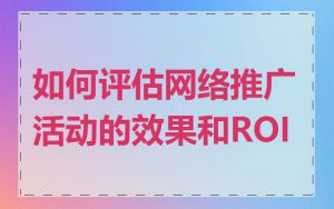 如何评估网络推广活动的效果和ROI