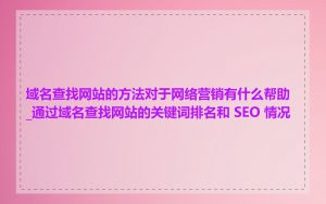 域名查找网站的方法对于网络营销有什么帮助_通过域名查找网站的关键词排名和 SEO 情况