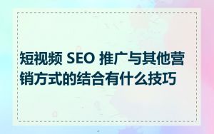 短视频 SEO 推广与其他营销方式的结合有什么技巧