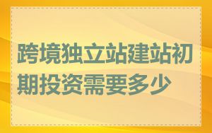 跨境独立站建站初期投资需要多少