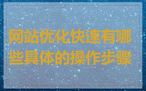 网站优化快速有哪些具体的操作步骤