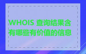 WHOIS 查询结果含有哪些有价值的信息