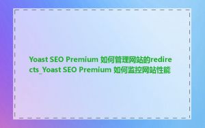 Yoast SEO Premium 如何管理网站的redirects_Yoast SEO Premium 如何监控网站性能