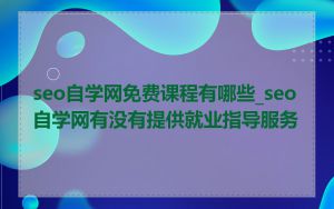 seo自学网免费课程有哪些_seo自学网有没有提供就业指导服务