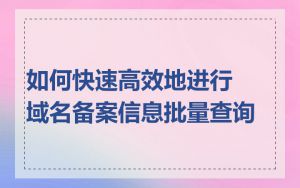 如何快速高效地进行域名备案信息批量查询