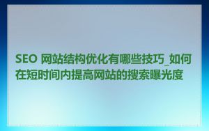 SEO 网站结构优化有哪些技巧_如何在短时间内提高网站的搜索曝光度