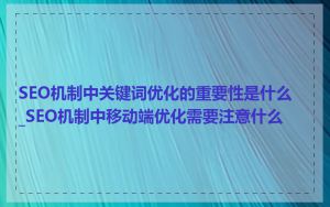 SEO机制中关键词优化的重要性是什么_SEO机制中移动端优化需要注意什么