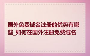 国外免费域名注册的优势有哪些_如何在国外注册免费域名