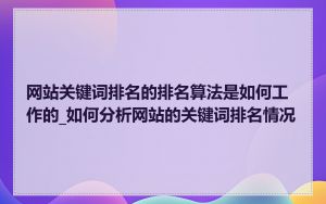 网站关键词排名的排名算法是如何工作的_如何分析网站的关键词排名情况