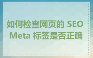 如何检查网页的 SEO Meta 标签是否正确