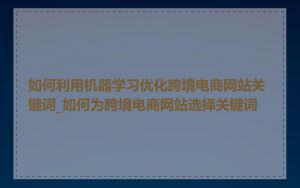 如何利用机器学习优化跨境电商网站关键词_如何为跨境电商网站选择关键词