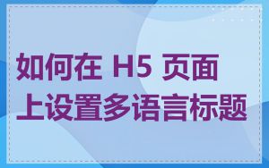 如何在 H5 页面上设置多语言标题