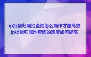 ip批量归属地查询怎么操作才最高效_ip批量归属地查询的速度如何提高