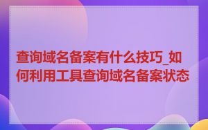 查询域名备案有什么技巧_如何利用工具查询域名备案状态