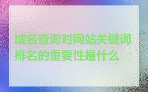 域名查询对网站关键词排名的重要性是什么