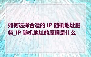 如何选择合适的 IP 随机地址服务_IP 随机地址的原理是什么