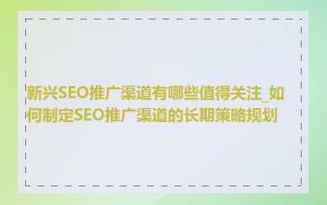 新兴SEO推广渠道有哪些值得关注_如何制定SEO推广渠道的长期策略规划