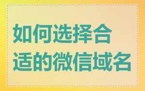 如何选择合适的微信域名