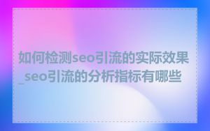 如何检测seo引流的实际效果_seo引流的分析指标有哪些