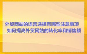 外贸网站的语言选择有哪些注意事项_如何提高外贸网站的转化率和销售额