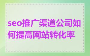 seo推广渠道公司如何提高网站转化率