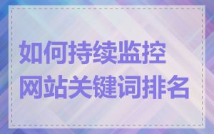 如何持续监控网站关键词排名