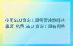 使用SEO查询工具需要注意哪些事项_免费 SEO 查询工具有哪些