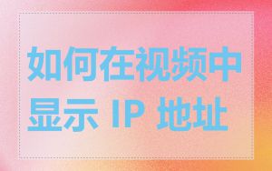 如何在视频中显示 IP 地址