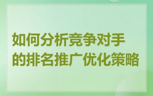 如何分析竞争对手的排名推广优化策略