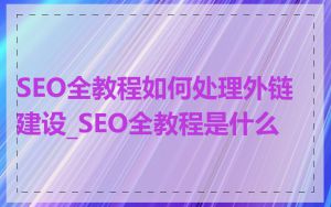 SEO全教程如何处理外链建设_SEO全教程是什么