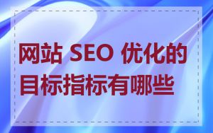 网站 SEO 优化的目标指标有哪些