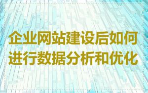 企业网站建设后如何进行数据分析和优化