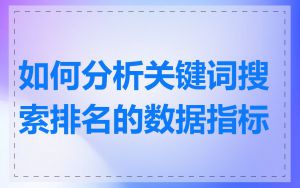 如何分析关键词搜索排名的数据指标