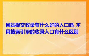 网站提交收录有什么好的入口吗_不同搜索引擎的收录入口有什么区别