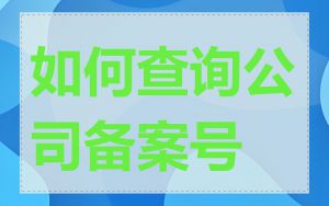 如何查询公司备案号