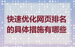 快速优化网页排名的具体措施有哪些