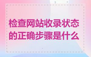 检查网站收录状态的正确步骤是什么