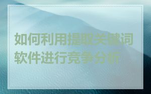 如何利用提取关键词软件进行竞争分析