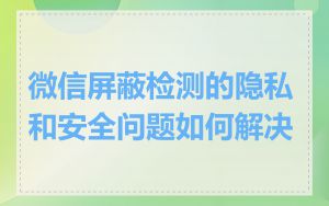 微信屏蔽检测的隐私和安全问题如何解决