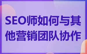 SEO师如何与其他营销团队协作