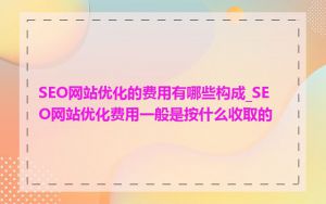 SEO网站优化的费用有哪些构成_SEO网站优化费用一般是按什么收取的