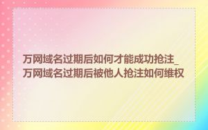 万网域名过期后如何才能成功抢注_万网域名过期后被他人抢注如何维权