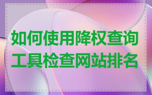 如何使用降权查询工具检查网站排名