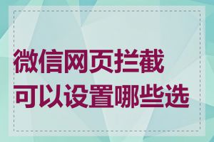 微信网页拦截可以设置哪些选项