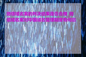 微信域名案的判决结果是否合理_微信域名案对中国域名管理制度有何启示