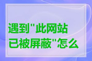 遇到"此网站已被屏蔽"怎么办