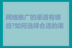 网络推广的渠道有哪些?如何选择合适的渠道